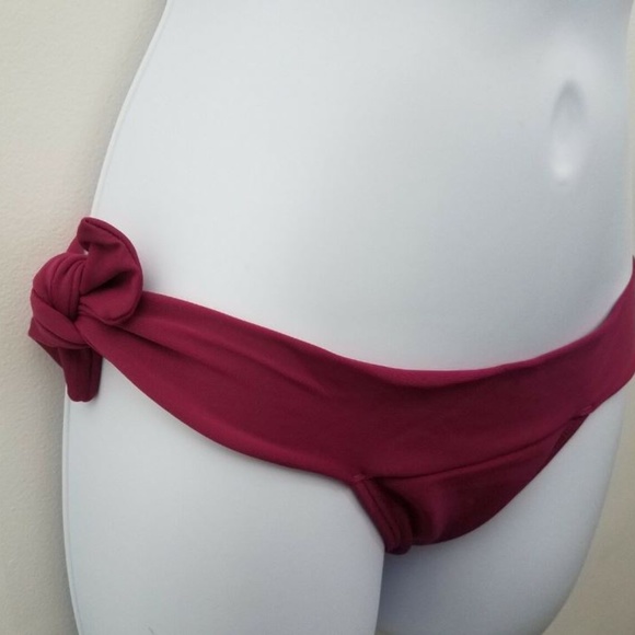 Agua Doce Bikini Set Red Maroon Halter Top Tie Hip - Picture 4 of 7
